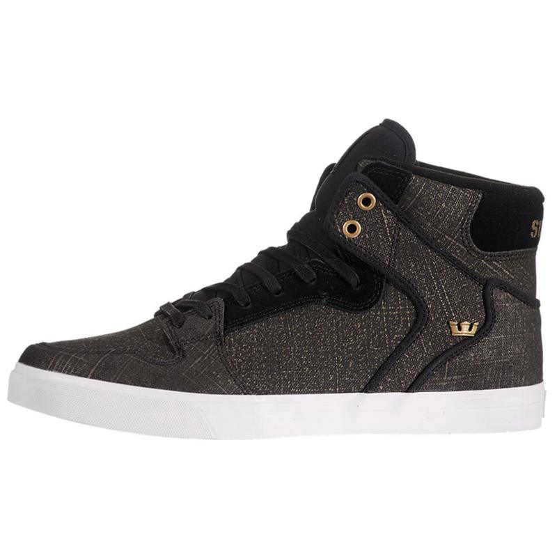 Zapatillas Altas Supra Argentina Hombre - VAIDER Negras Doradas (IQOXE-6209)